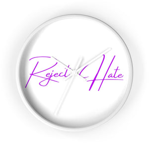 Reject Hate. Purple. Wall clock