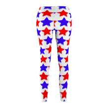 Load image into Gallery viewer, &quot;Red and Blue Stars&quot;  Women&#39;s Cut &amp; Sew Casual Leggings
