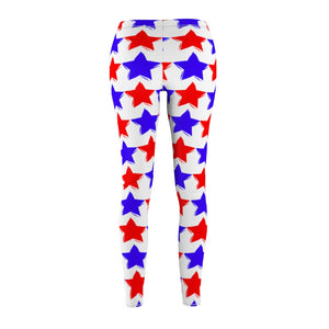 "Red and Blue Stars"  Women's Cut & Sew Casual Leggings