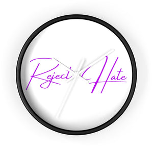 Reject Hate. Purple. Wall clock