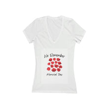 Load image into Gallery viewer, Memorial Day Poppies 4 - Women&#39;s Jersey Short Sleeve Deep V-Neck Tee

