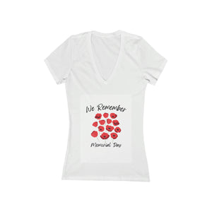 Memorial Day Poppies 4 - Women's Jersey Short Sleeve Deep V-Neck Tee