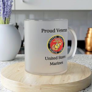 Proud Veteran - U.S. Marines - Frosted Glass Mug