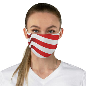 "Red and White Stripes." "Wavey flag look."  Fabric Face Mask