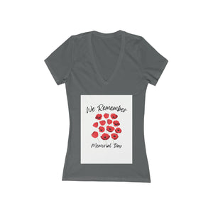 Memorial Day Poppies 4 - Women's Jersey Short Sleeve Deep V-Neck Tee