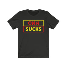 Load image into Gallery viewer, The Press. Politics. Media. &quot;CNN Sucks.&quot;  Unisex Jersey Short Sleeve Tee - GRW Designs
