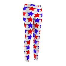 Load image into Gallery viewer, &quot;Red and Blue Stars&quot;  Women&#39;s Cut &amp; Sew Casual Leggings
