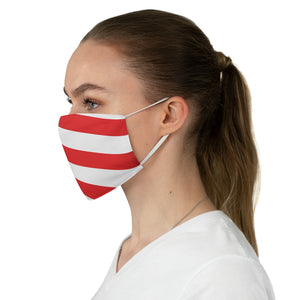 "Red and White Stripes." "Wavey flag look."  Fabric Face Mask