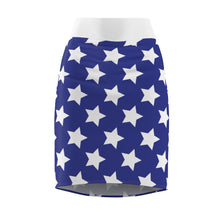 Load image into Gallery viewer, Blue Stars.  Women&#39;s Pencil Skirt
