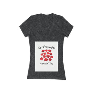 Memorial Day Poppies 4 - Women's Jersey Short Sleeve Deep V-Neck Tee