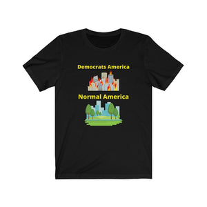 Which America do you want? "Democrat America, Normal America."  Unisex Jersey Short Sleeve Tee