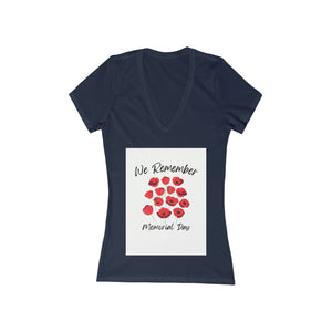 Memorial Day Poppies 4 - Women's Jersey Short Sleeve Deep V-Neck Tee