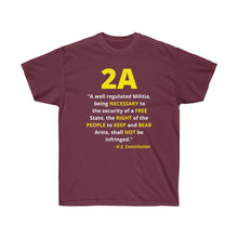 Load image into Gallery viewer, 2A - 2nd Amendment: U.S. Constitution Quote - Unisex Ultra Cotton Tee
