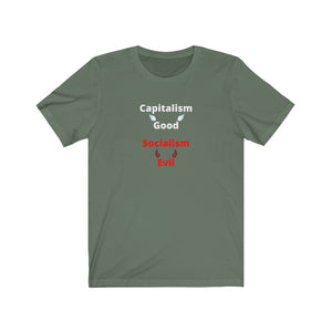 "Capitalism Good. Socialism Evil."  Unisex Jersey Short Sleeve Tee