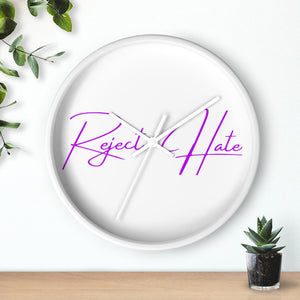 Reject Hate. Purple. Wall clock