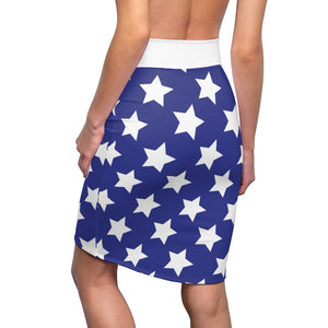 Blue Stars.  Women's Pencil Skirt